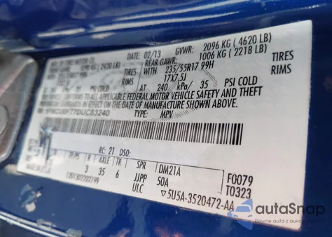 2013 Ford Escape S from USA, damaged, VIN 1FMCU0F77DUC83240